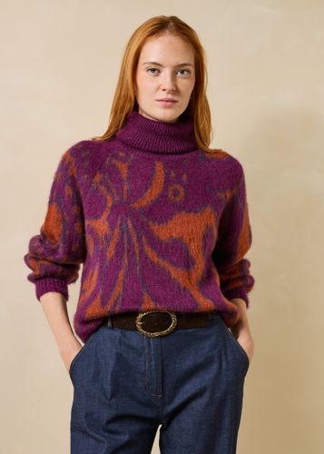 Pull violet et orange à col roulé en jacquard - La Fée Maraboutée - Modalova