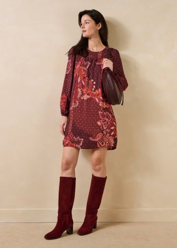 Robe courte manches longues à imprimé - La Fée Maraboutée - Modalova