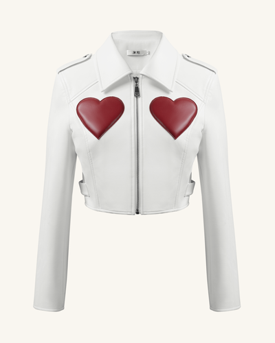 Veste en Cuir Coupée Sophie - Blanc & Rouge - JW PEI - Modalova