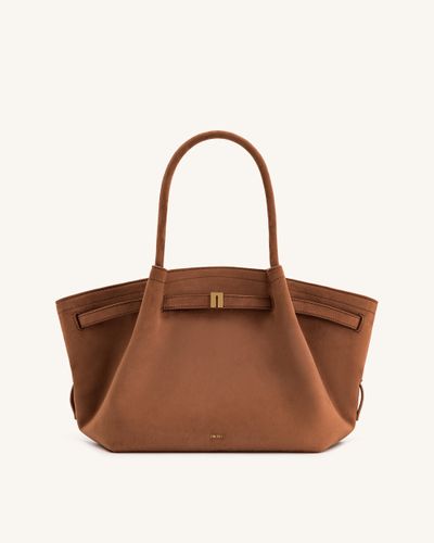 Sac fourre-tout moyen en similicuir suédé Hana - Marron - JW PEI - Modalova