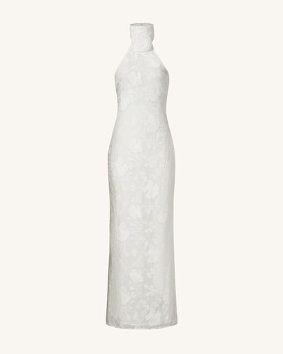 Robe longue blanche à col halter en dentelle florale Uliana - Blanc - JW PEI - Modalova