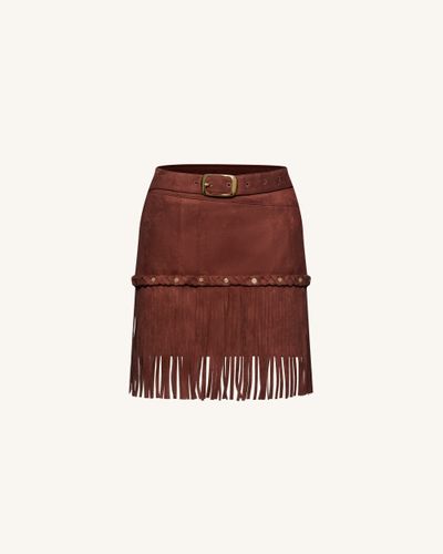 Western-Style Sueded Fringe Skirt - Burgundy - JW PEI - Modalova