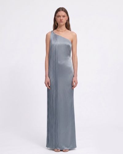 Robe longue asymétrique à franges - Bleu brume - JW PEI - Modalova