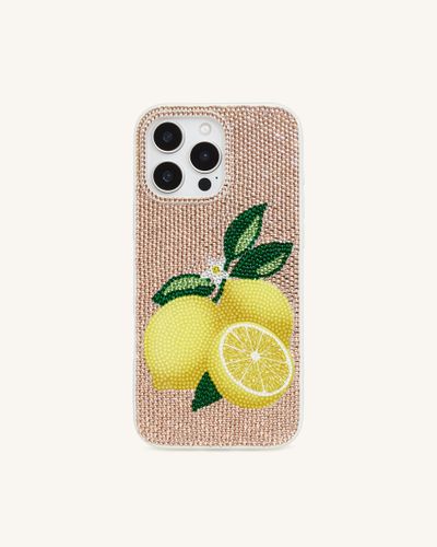 Coque de Téléphone Cristal Artificiel Citron - Doré - JW PEI - Modalova