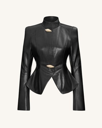 Veste PU Métallique Coquillage Automne - Noire - JW PEI - Modalova