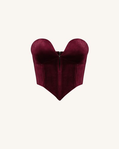 Top Corset en Velours à Décolleté Bas Anna - Grenat - JW PEI - Modalova