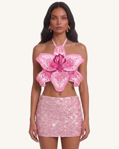 Crop top dos nu 3D motif lys - Rose - JW PEI - Modalova
