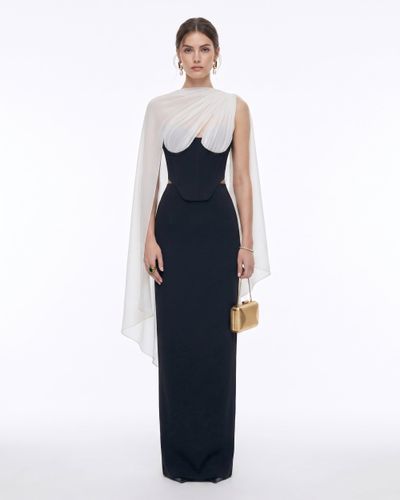 Top corset bustier avec cape transparente - Noir et blanc - JW PEI - Modalova