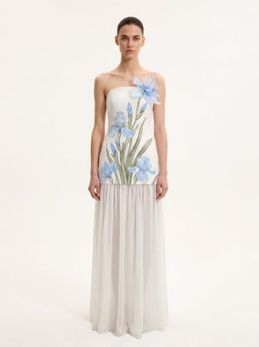 Robe longue asymétrique à fleurs - Blanc - JW PEI - Modalova