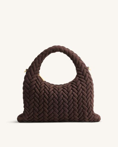 Sac à poignée matelassé en faux daim Cora - Marron foncé - JW PEI - Modalova