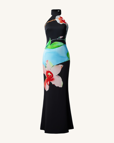 Robe dos nu en satin à fleurs – Noir multicolore - JW PEI - Modalova