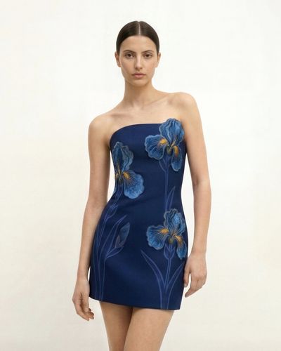 Iris Robe bustier à imprimé floral – Bleu marine - JW PEI - Modalova