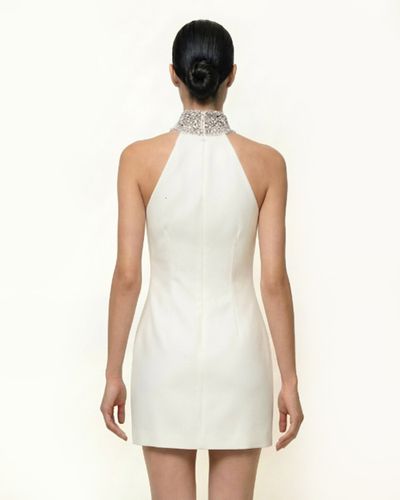 Robe dos nu à motif Iris ornée de bijoux - Blanc - JW PEI - Modalova
