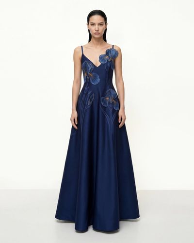 Iris Robe longue trapèze brodée - Bleu marine - JW PEI - Modalova