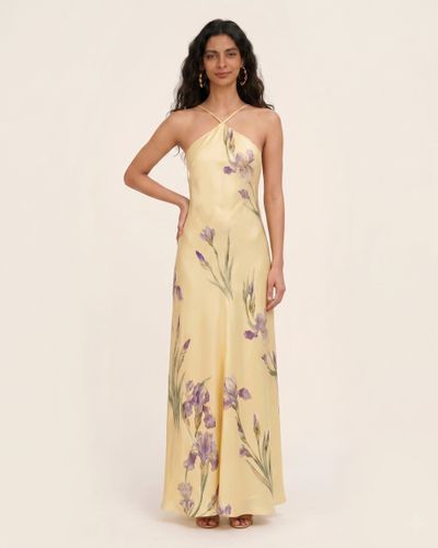 Iris Robe longue imprimée dos nu croisé et dos ouvert - Jaune - JW PEI - Modalova