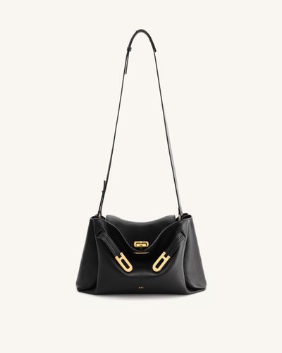 Sac à bandoulière à double boucle texturé Rhea - Noir - JW PEI - Modalova