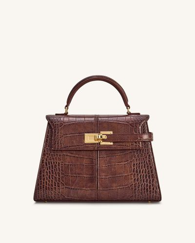Sac à main Elise large à motif croco - Marron châtaigne - JW PEI - Modalova
