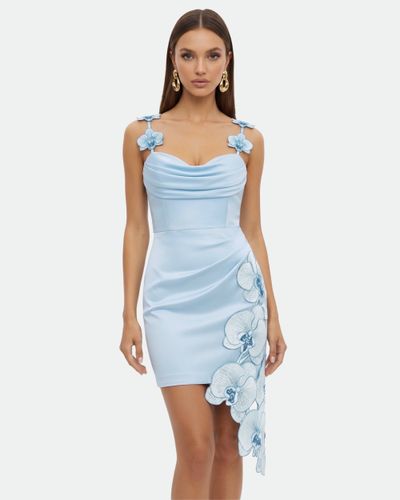 Orchid Mini Robe Drapée Broderie - Bleu Clair - JW PEI - Modalova