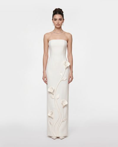 Robe fourreau bustier à application florale - Blanc - JW PEI - Modalova