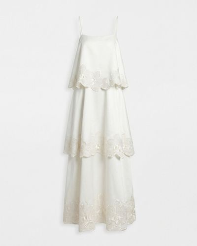 Robe longue à étages et broderies d'orchidées - Blanc - JW PEI - Modalova