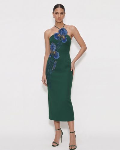 Iris Robe midi dos nu brodée - Vert foncé - JW PEI - Modalova