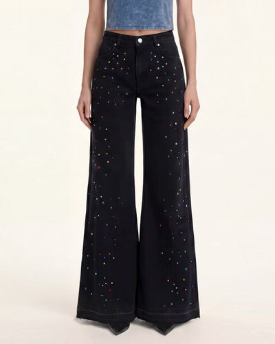 Jean effiloché fendue à strass multicolores The Troublemaker - Midnight Confessions - JW PEI - Modalova
