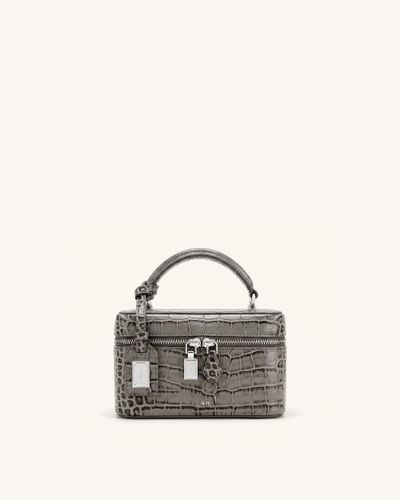 Cleo Sac à poignée supérieure forme boîte - Gris effet croco - JW PEI - Modalova