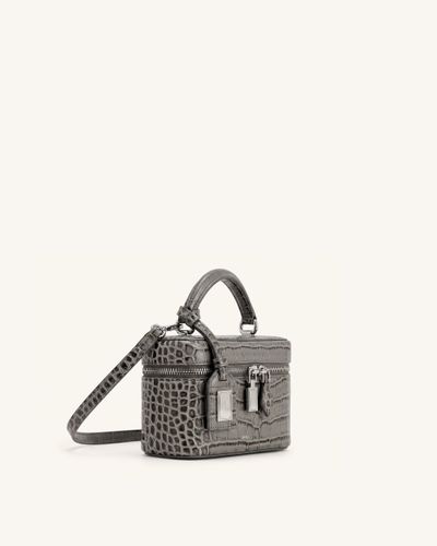 Cleo Sac à poignée supérieure forme boîte - Gris effet croco - JW PEI - Modalova