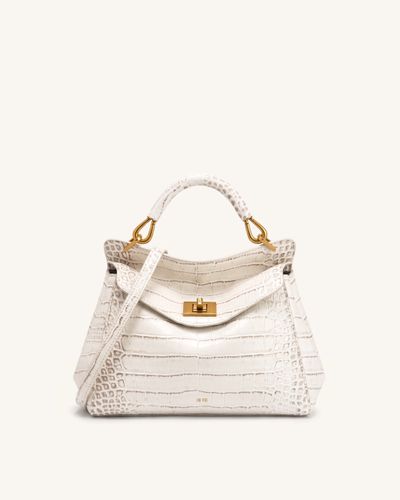 Lucia Sac classique à poignée supérieure - Effet croco blanc cassé - JW PEI - Modalova