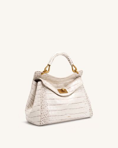 Lucia Sac classique à poignée supérieure - Effet croco blanc cassé - JW PEI - Modalova
