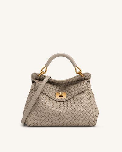 Lucia Sac à main classique tissé à poignée supérieure - Gris boue - JW PEI - Modalova