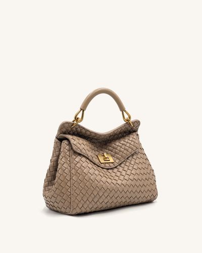 Lucia Sac à main classique tissé à poignée supérieure - Taupe - JW PEI - Modalova
