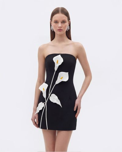 Robe bustier à appliqués floraux - Noir - JW PEI - Modalova