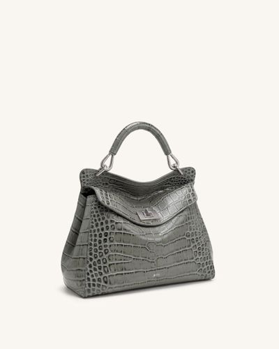 Lucia Sac à main classique à poignée supérieure - Effet croco gris - JW PEI - Modalova