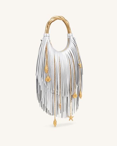 Chloe Sac à main à poignée en métal et franges - Argenté - JW PEI - Modalova