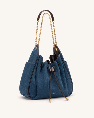 Rowan Sac seau à cordon de serrage froncé avec chaîne - Denim bleu foncé - JW PEI - Modalova