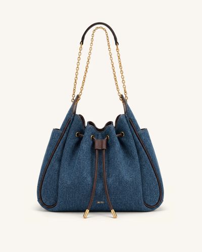 Rowan Sac seau à cordon de serrage froncé avec chaîne - Denim bleu foncé - JW PEI - Modalova