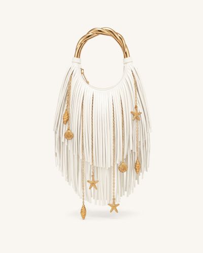 Chloe Sac à main à poignée en métal et franges - Blanc cassé - JW PEI - Modalova