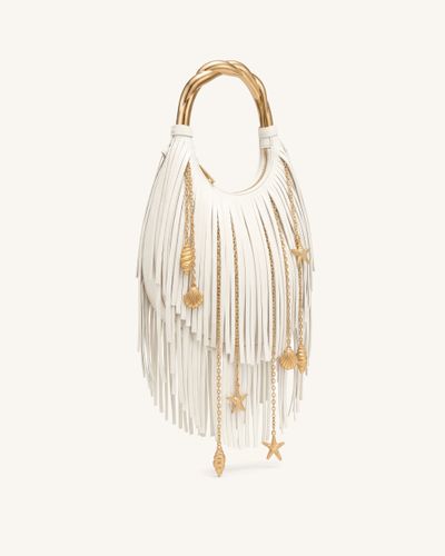 Chloe Sac à main à poignée en métal et franges - Blanc cassé - JW PEI - Modalova