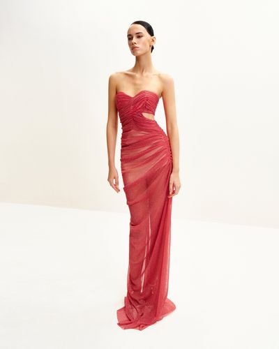 Robe Transparente à Paillettes Sans Bretelles Mia - Écarlate - JW PEI - Modalova