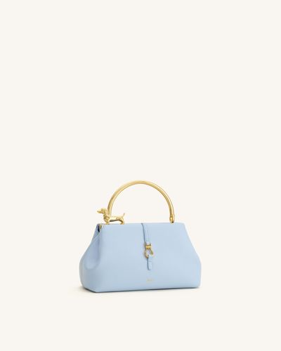 Bruna Sac à main à anse supérieure en forme de teckel en métal - Bleu clair - JW PEI - Modalova