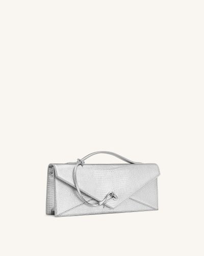 Celeste Sac à Poignée Enveloppe - Texture Lézard Argenté - JW PEI - Modalova
