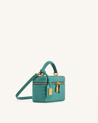 Sac à poignée supérieure forme boîte Cleo - Croco vert - JW PEI - Modalova