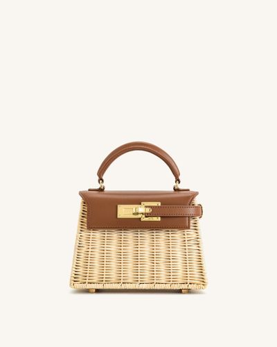 Elise Natural Rattan Weaving Handbag - Brown Rattan - JW PEI - Modalova