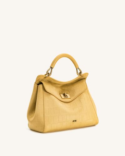 Sac à main classique en suédine façon croco Lucia – Jaune - JW PEI - Modalova