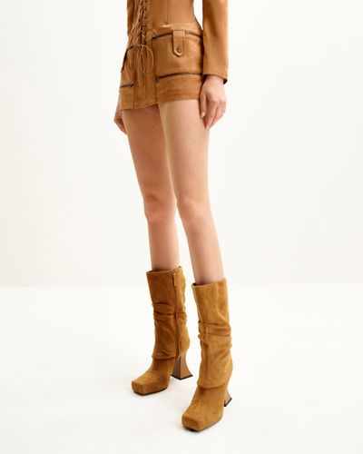Bottes à plateforme en maille à bout carré Reyna - Marron - JW PEI - Modalova