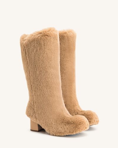 Bottes Isabella en fausse fourrure à tige plissée - Beige - JW PEI - Modalova