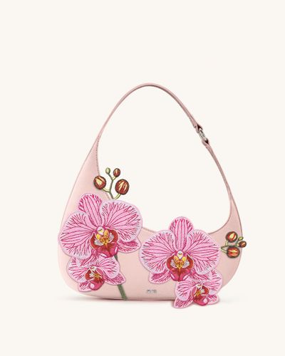Sac porté épaule Harlee brodé d’orchidées – Rose - JW PEI - Modalova