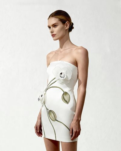 Robe bustier à appliqué orchidée - Blanc - JW PEI - Modalova