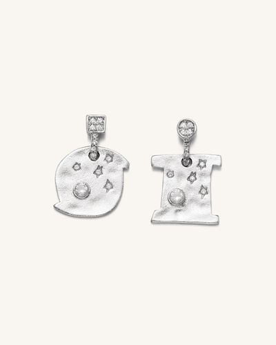 Boucles D'oreilles Cosmos - Plaqué Or Blanc 18ct & Zircon blanc - JW PEI - Modalova